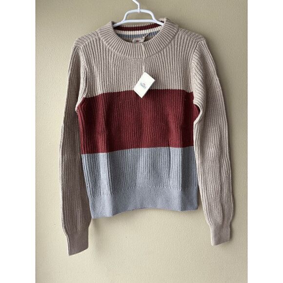 Faherty Cozy Cotton Crewneck Sweater in Autumn Colorblock Women's Size S… - Picture 1 of 2